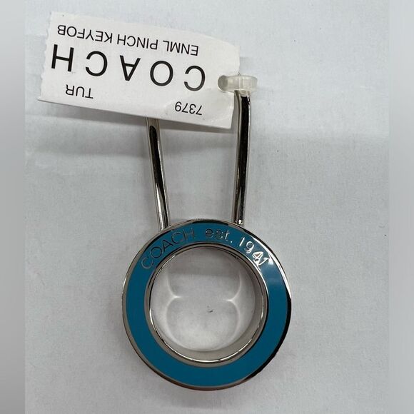 Coach Enamel Pinch Lock Keychain FOB Purse Charm in Blue LAST - Picture 1 of 3